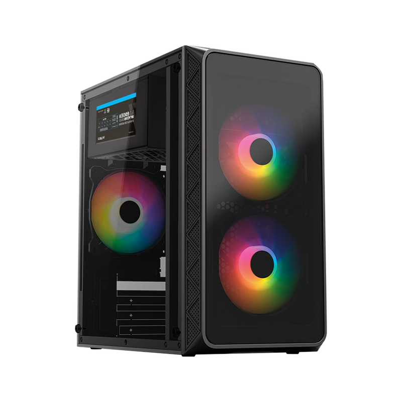 GABINETE ACTECK DOOM PRO CRYSTAL GI730 NEGRO M-ATX 600W 3XFAN FRGB CRISTAL AC-939225 6M DE GARANTIA