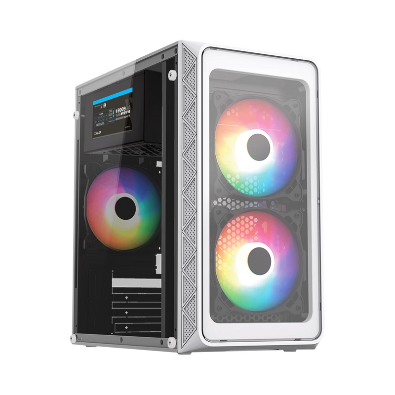 GABINETE ACTECK DOOM PRO CRYSTAL GI730 BLANCO M-ATX 600W 3XFAN FRGB CRISTAL AC-939232 6M DE GARANTIAc
