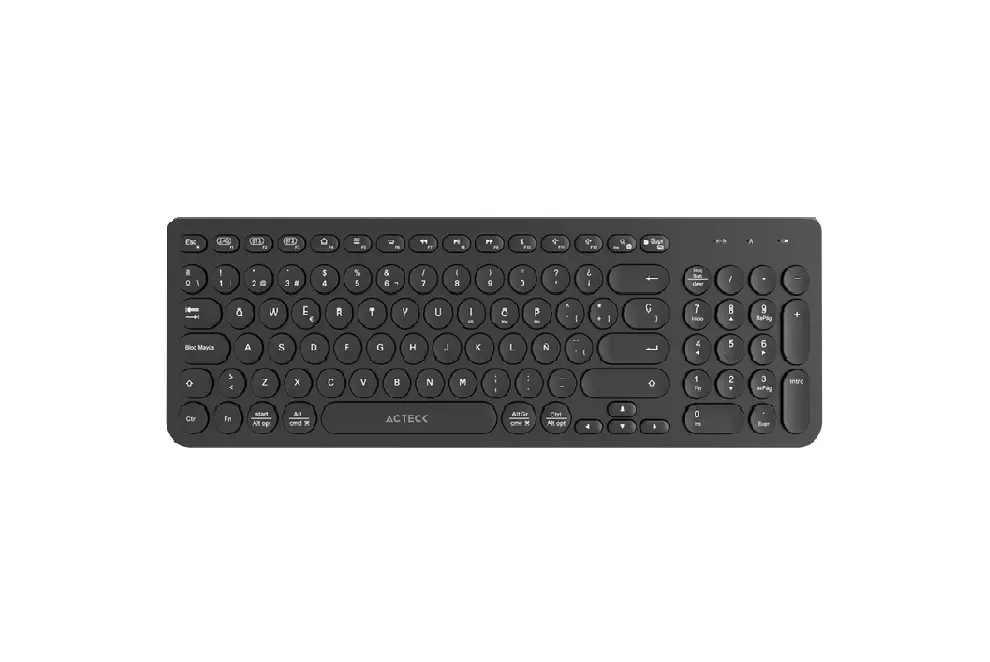 TECLADO ACTECK WIFI INSPIRE COMP TI695 NEGRO BLUETOOTH MULTIDISPOSITIVO AC-934206 3M DE GARANTIA