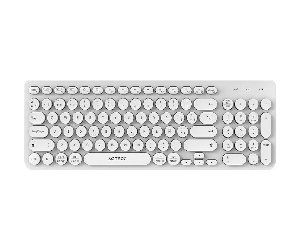 TECLADO ACTECK WIFI INSPIRE COMP TI695 BLANCO BLUETOOTH MULTIDISPOSITIVO AC-934213 3M DE GARANTIA
