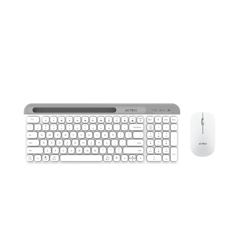 KIT 2 EN 1 ACTECK WIFI CREATOR VIRTUOS SILK MK720 TEC Y MOU BLANCO BLUETOOTH MULTIDISPOSITIVO AC-936262 3M DE GARANTIA