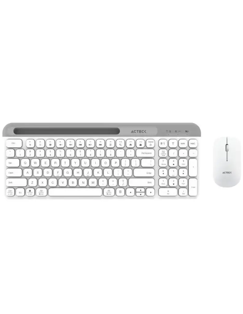 KIT 2 EN 1 ACTECK WIFI CREATOR VIRTUOS SILK MK720 TEC Y MOU BLANCO BLUETOOTH MULTIDISPOSITIVO AC-936262 3M DE GARANTIA
