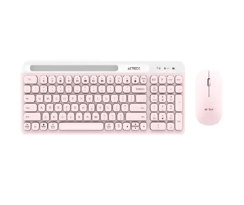 KIT 2 EN 1 ACTECK WIFI CREATOR VIRTUOS SILK MK720 TEC Y MOU ROSA BLUETOOTH MULTIDISPOSITIVO AC-936279 3M DE GARANTIA