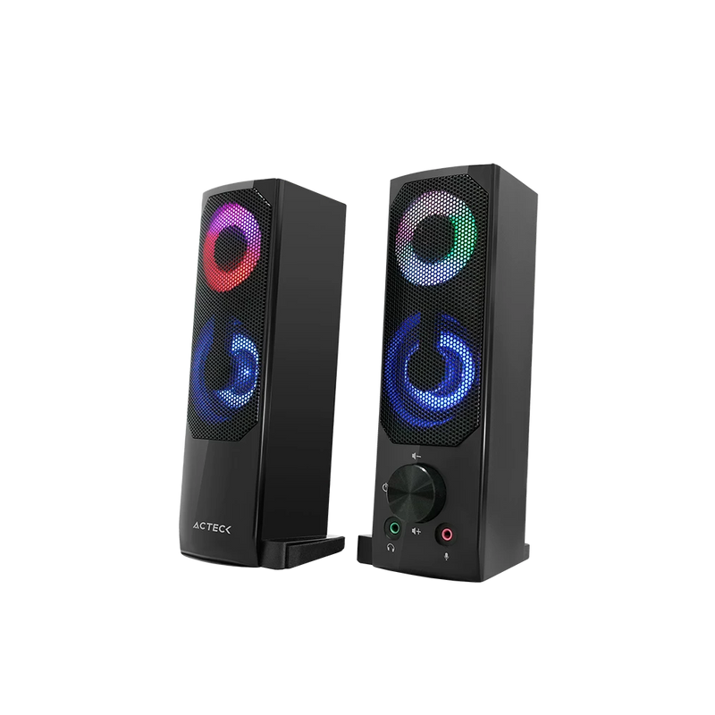 BOCINA ACTECK ELANT BRICK AS450 NEGRO LED 2.0CH 3.5MM ADVANCED SERIES AC-935258 6M DE GARANTIA
