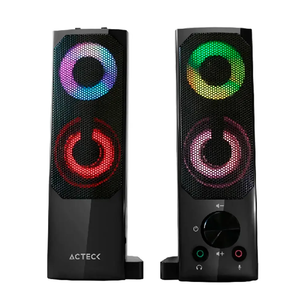 BOCINA ACTECK ELANT BRICK AS450 NEGRO LED 2.0CH 3.5MM ADVANCED SERIES AC-935258 6M DE GARANTIA