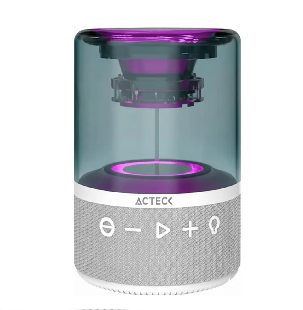 BOCINA ACTECK GLEE PURE AP30 BLANCO BLUETOOTH 5.2 3.5MM ISB-C ILUMINACION LED ADVANCED SERIES AC-936439 03M DE GARANTIA