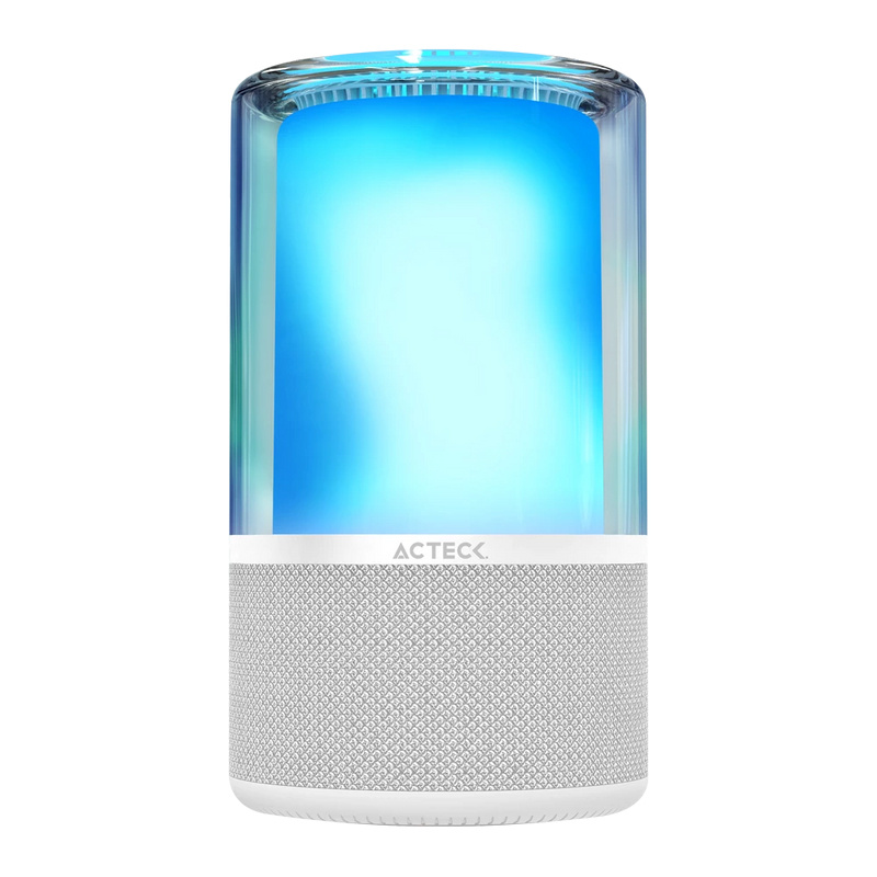 BOCINA ACTECK GLEE PURE AP70 BLANCO BLUETOOTH 5.2 3.5MM USB-C ILUMINACION LED ELITE SERIES AC-936392 03M DE GARANTIA