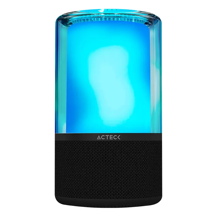 BOCINA ACTECK GLEE PURE AP70 NEGRO BLUETOOTH 5.2 3.5MM USB-C ILUMINACION LED ELITE SERIES AC-936385 03M DE GARANTIA
