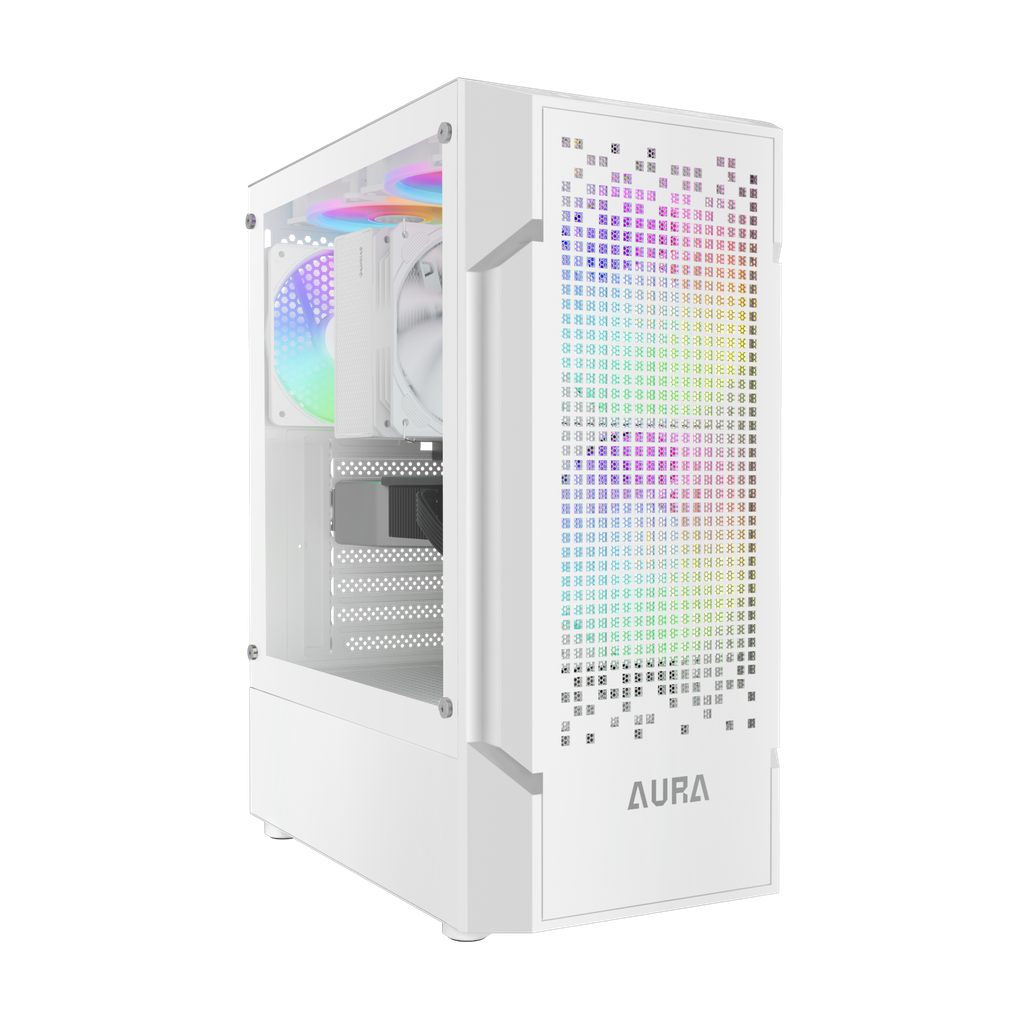 GABINETE GAMDIAS AURA GC7 WH ARGB BLANCO ATX S/FUENTE CRISTAL GD-AURA GC7 WH ARGB 11M DE GARANTIA