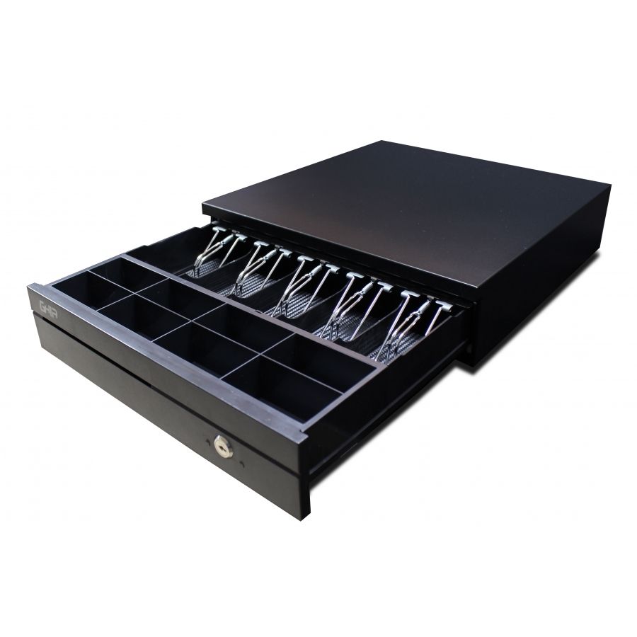 CAJON DE DINERO GHIA  5BILL 8MON GCD581 NEGRO ACERO RJ11 GARANTIA DIRECTO CON FABRICANTE