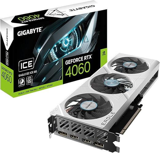 TVIDEO GIGABYTE RTX4060 EAGLE OC ICE 8GB 128BIT GDDRR6 GV-N4060EAGLEOC ICE-8GD 11MDE GARANTIA