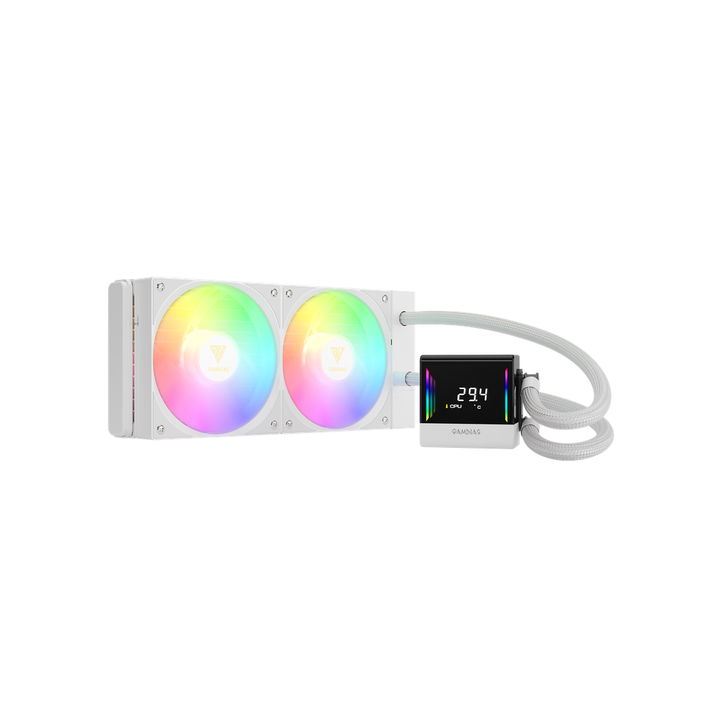 ENFRIAMIENTO GAMDIAS CHIONE E4 240 BLANCO ARGB LGA1700/AM5 DIGITAL CHIONE E4-240 WH 11M DE GARANTIA