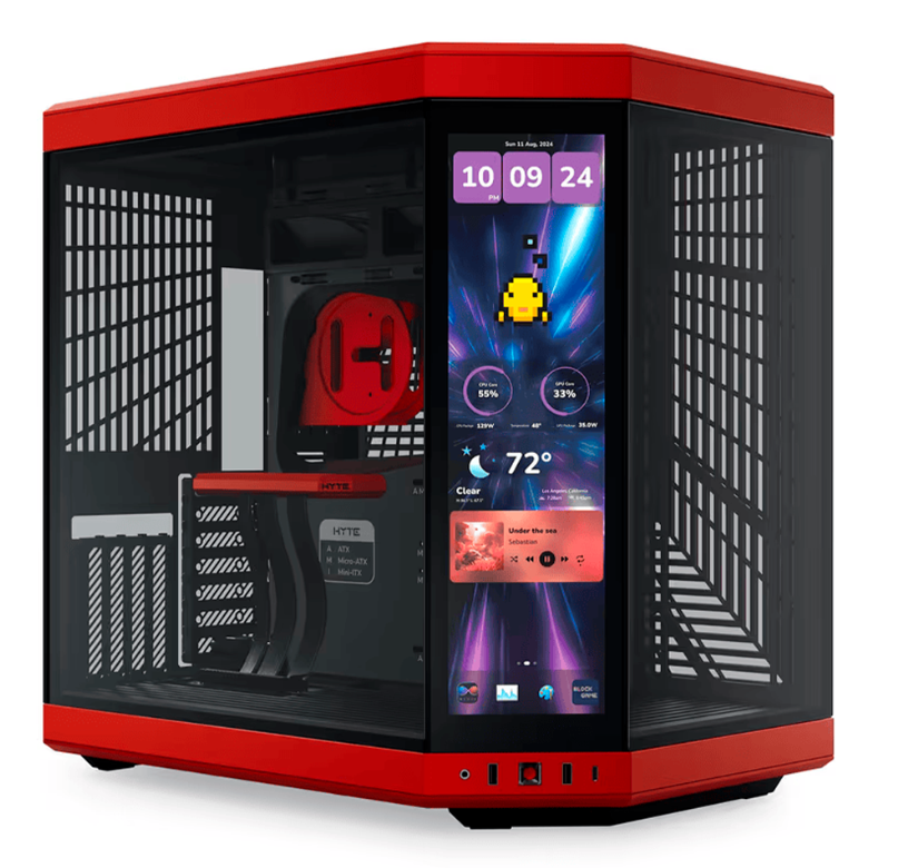 GABINETE HYTE Y70 TOUCH INFINITE EATX S/FUENTE CRISTAL NEGRO/ROJO CS-HYTE-Y70TI-RB 11M DE GARANTIA