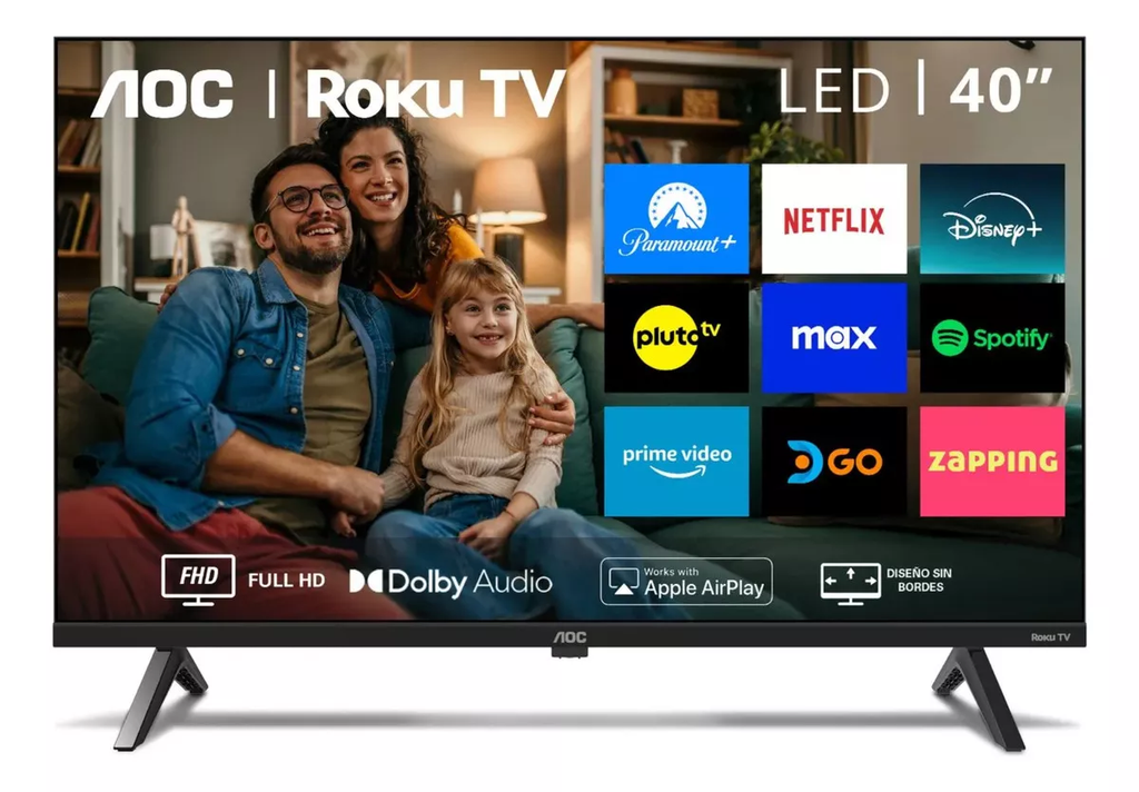 SMART TV AOC 40" FULL HD LCD ROKU TV 3HDMI USB WIFI ETH 40S5045 11M DE GARANTIA