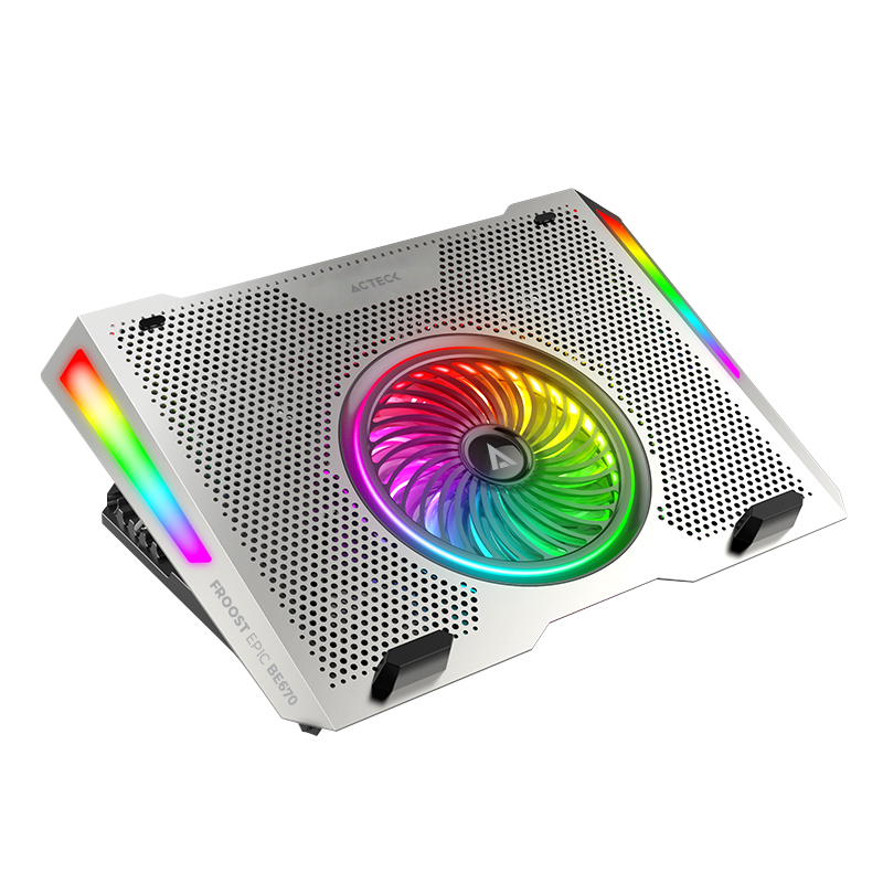 BASE ENFRIADORA ACTECK FROOST EPIC BE670 ALUMINIO + ABS 1X VENTILADOR 125 MM + 4X VENTILADORES 60 MM 2X PUERTOS USB RGB AC-940764 03M DE GARANTIA