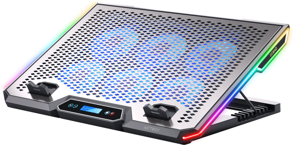 BASE ENFRIADORA ACTECK FROOST ZERO BE640 ALUMINIO + ABS 6X VENTILADORES 2X PUERTOS USB RGB AC-940788 03M DE GARANTIA