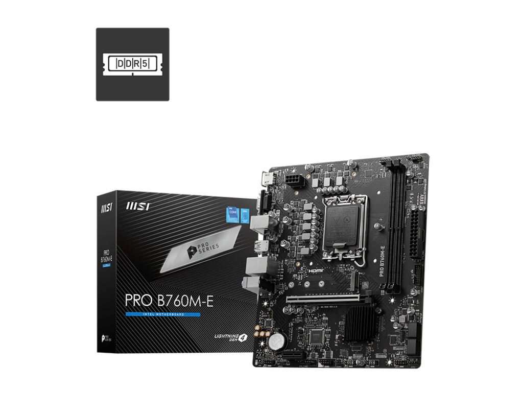 MB MSI PRO B760M-E INTEL 14VA DDR5 128GB M-ATX HDMI PRO B760M-E 12M DE GARANTIA