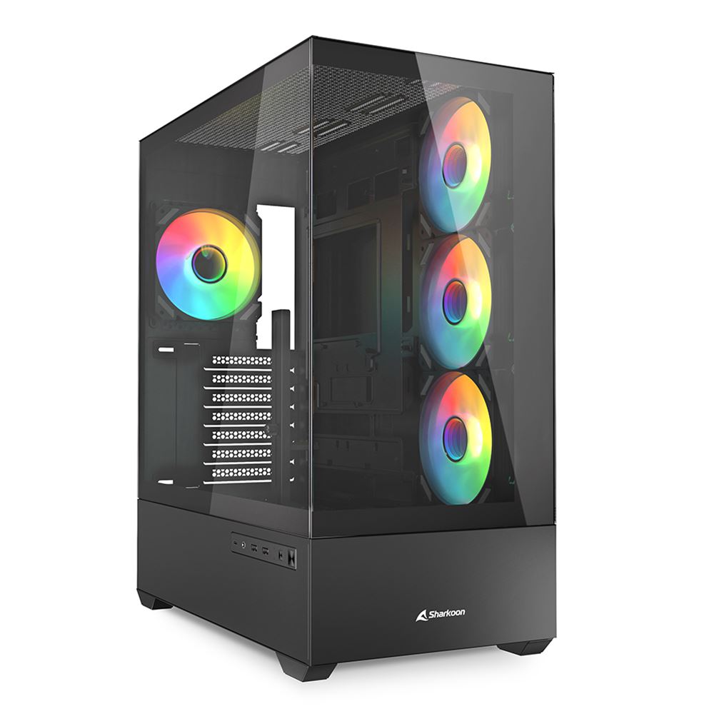 GABINETE SHARKOON AK6 RGB MATX S/FUENTE CRISTAL NEGRO C-AK6B 11M DE GARANTIA