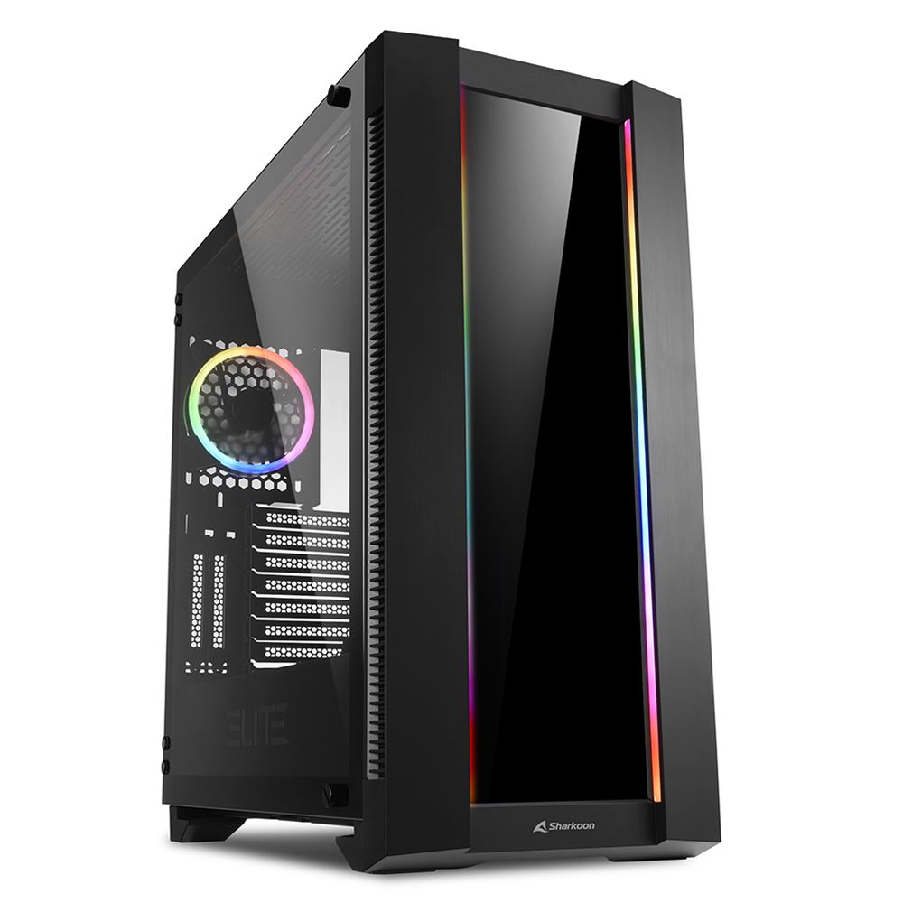 GABINETE SHARKOON ELITE SHARK CA200G RGB MATX S/FUENTE CRISTAL NEGRO C-CA200G 11M DE GARANTIA