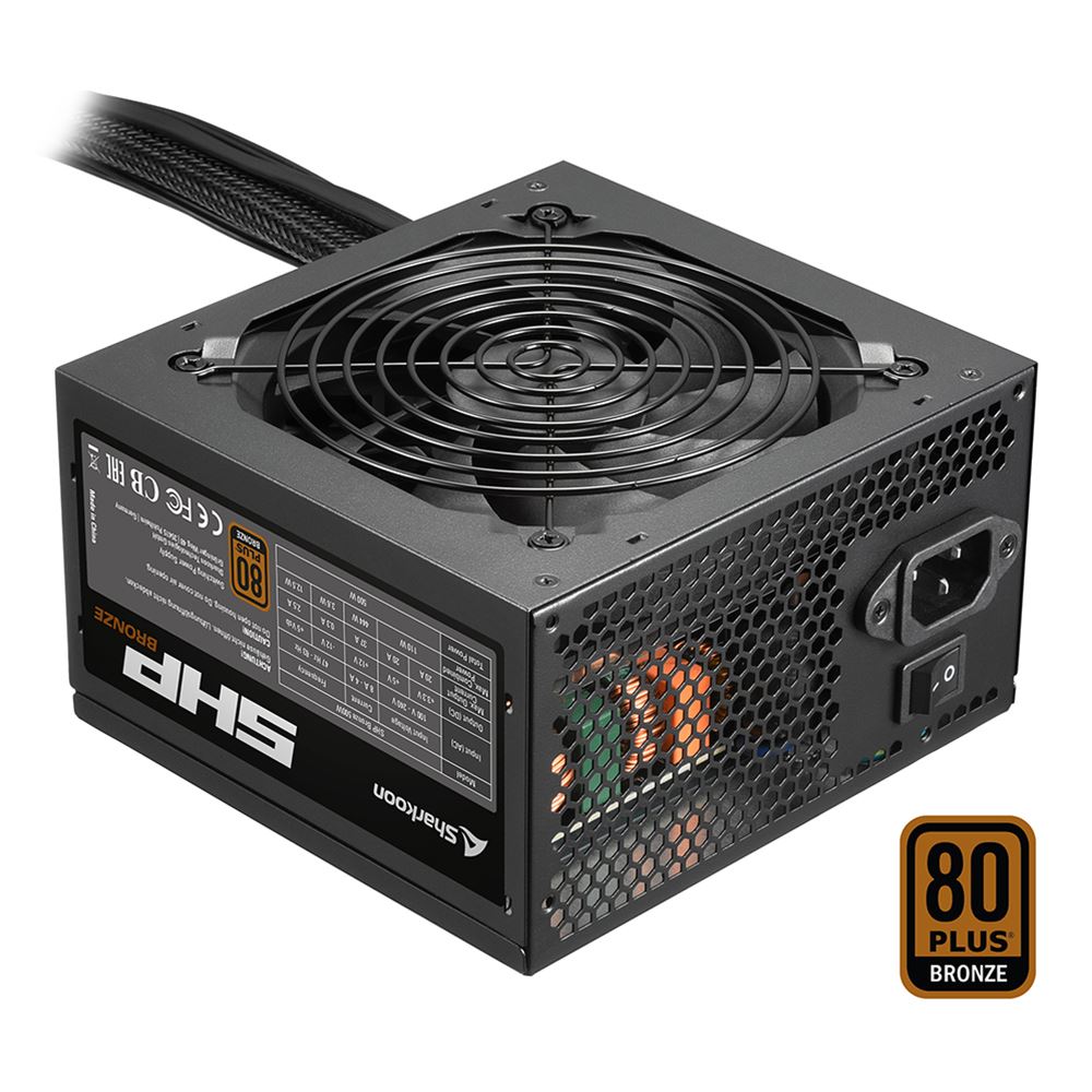 FUENTE SHARKOON SHP BRONZE 500W 80 PLUS NO MODULAR NEGRO P-SHP500 11M DE GARANTIA