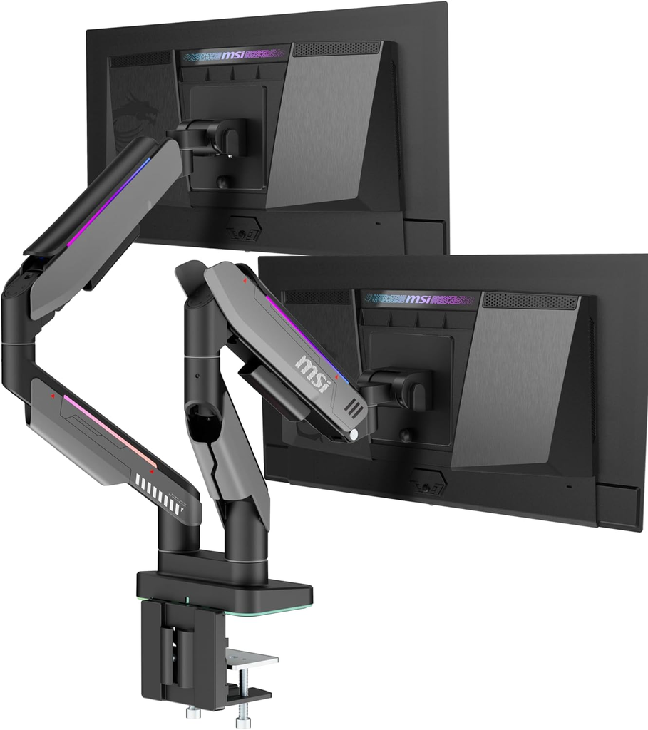SOPORTE PARA MONITOR MSI 2MONITORES RGB VESA 20KG HASTA 35PULGADAS MPG MT201DR 06M DE GARANTIA