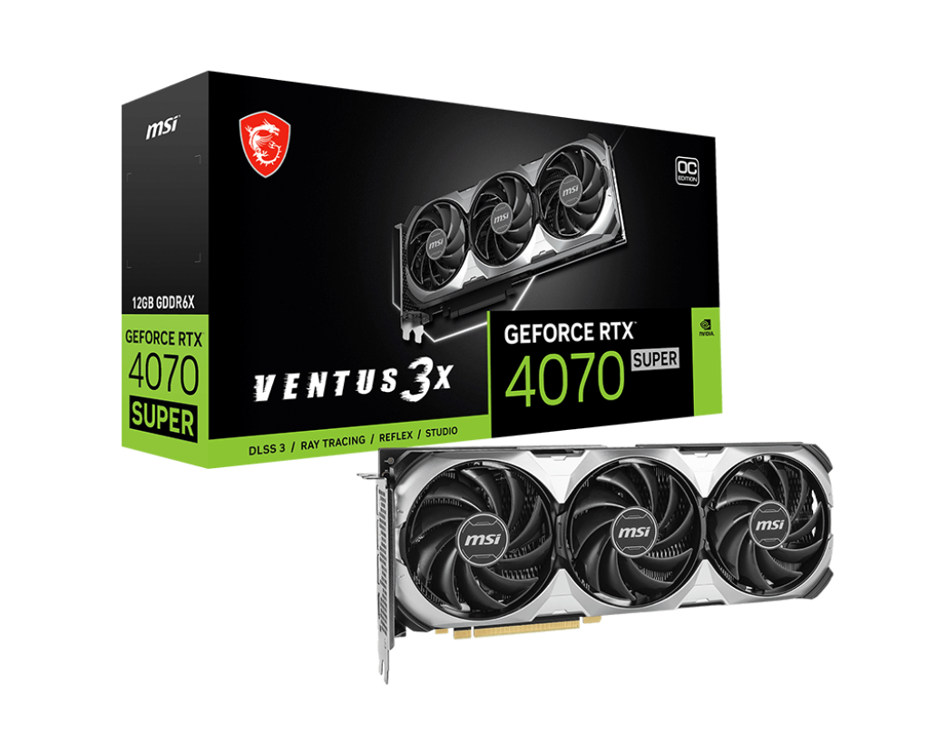 TVIDEO MSI RTX 4070 SUPER VENTUS 3X 12GB 192BIT GDDR6X DP HDMI RTX 4070 SUPER 12G VENTUS 3X OC 12M DE GARANTIA