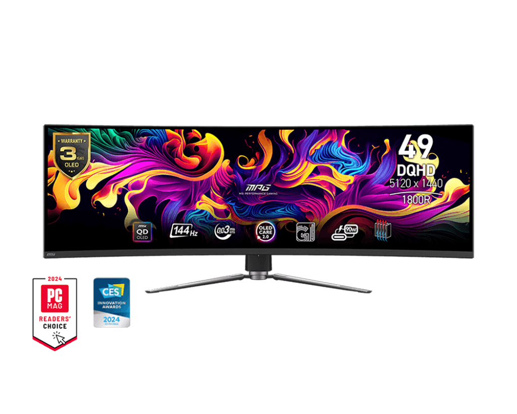 MONITOR MSI 49" 491CQP .03MS 144HZ DQHD CURVO DP HDMI NEGRO MPG 491CQP QD-OLED 12M DE GARANTIA
