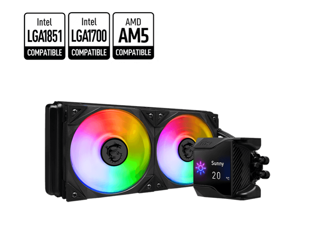 ENFRIAMIENTO MSI CORELIQUID D240 240MM NEGRO ARGB DIGITAL LGA1851/AM5  MPG CORELIQUID D240 11M DE GARANTIA