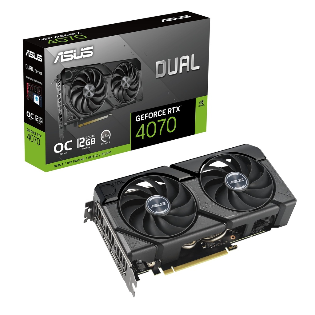 TVIDEO ASUS DUAL GEFORCE RTX4070 EVO EDICION 12GB GDRR6 4.0 HDMI DP DUAL-RTX4070-O12GD6-EVO 1AÑO DE GARANTIA