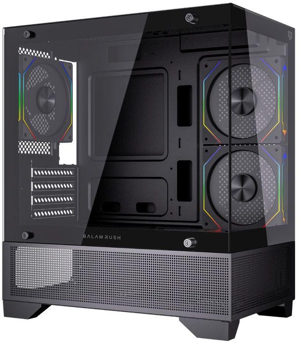 GABINETE BALAM RUSH TANK PERFORM 3200 NEGRO M-ATX 3VENT ARGB USB-3.0 CRISTAL S/FUENTE BR-941655 11M DE GARANTIA