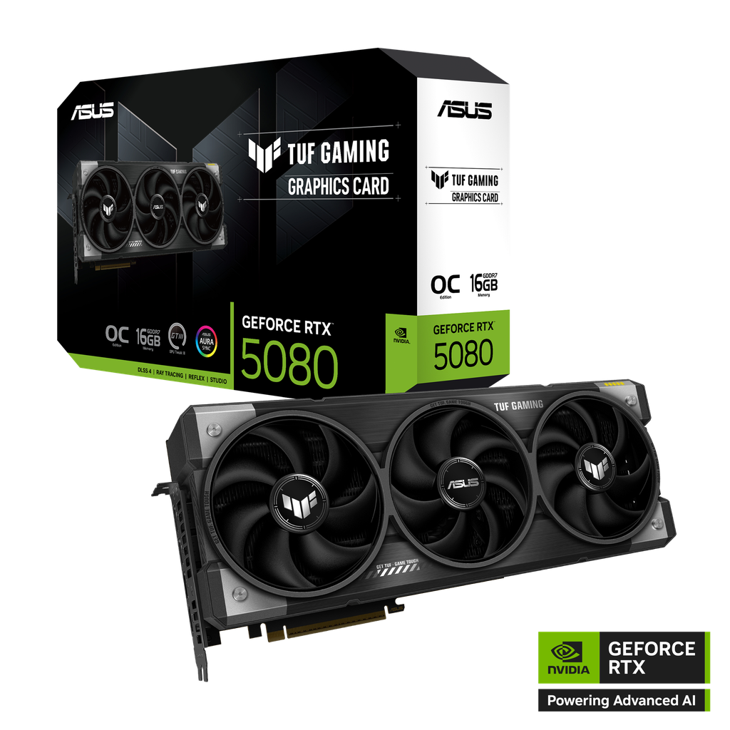 TVIDEO ASUS TUF GAMING RTX 5080 OC 16GB GDDR7 HDMI DP TUF-RTX5080-O16G-GAMING 90YV0M30-M0AA00 1 AÑO DE GARANTIA