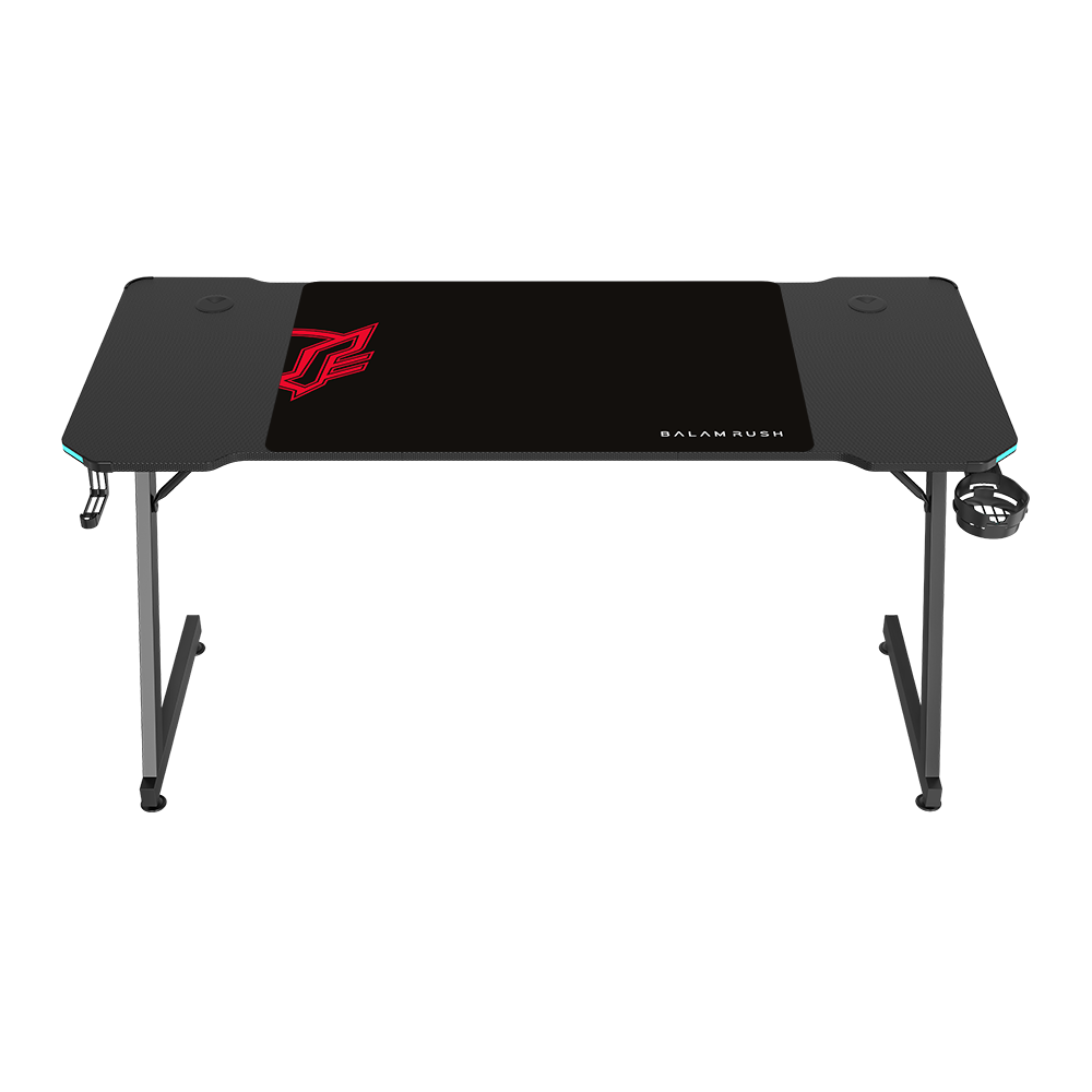 ESCRITORIO GAMER BALAM RUSH ERGONOMICO OLYMPUS SPOT GLOW MRX6000 NEGRO ESTRUCTURA Z 140X60CM SOPORTA HASTA 100 KG BR-941396 06M DE GARANTIA