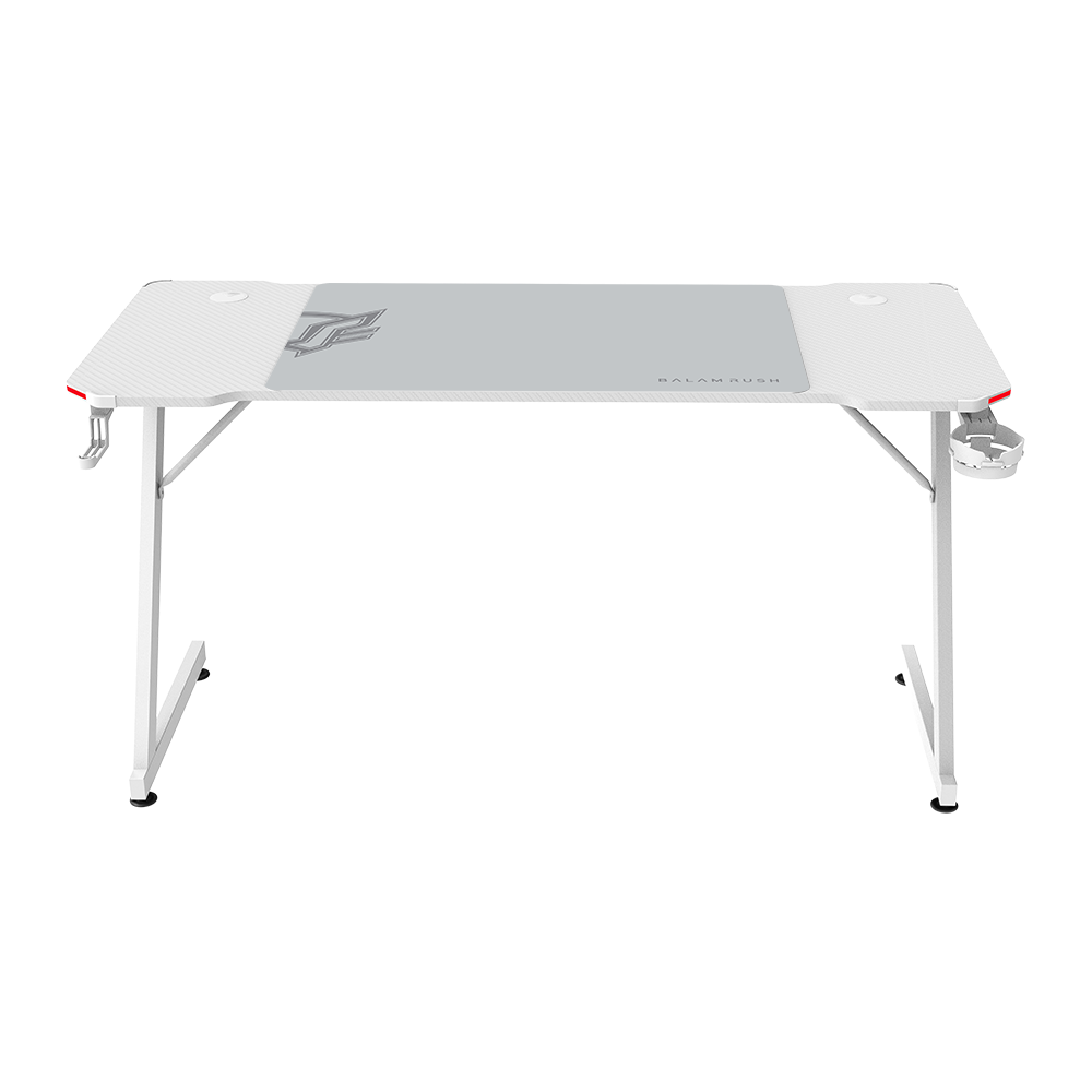 ESCRITORIO GAMER BALAM RUSH ERGONÓMICO OLYMPUS SPOT GLOW MRX6000 BLANCO ESTRUCTURA Z 140X60CM SOPORTA HASTA 100 KG BR-941402 06M DE GARANTIA