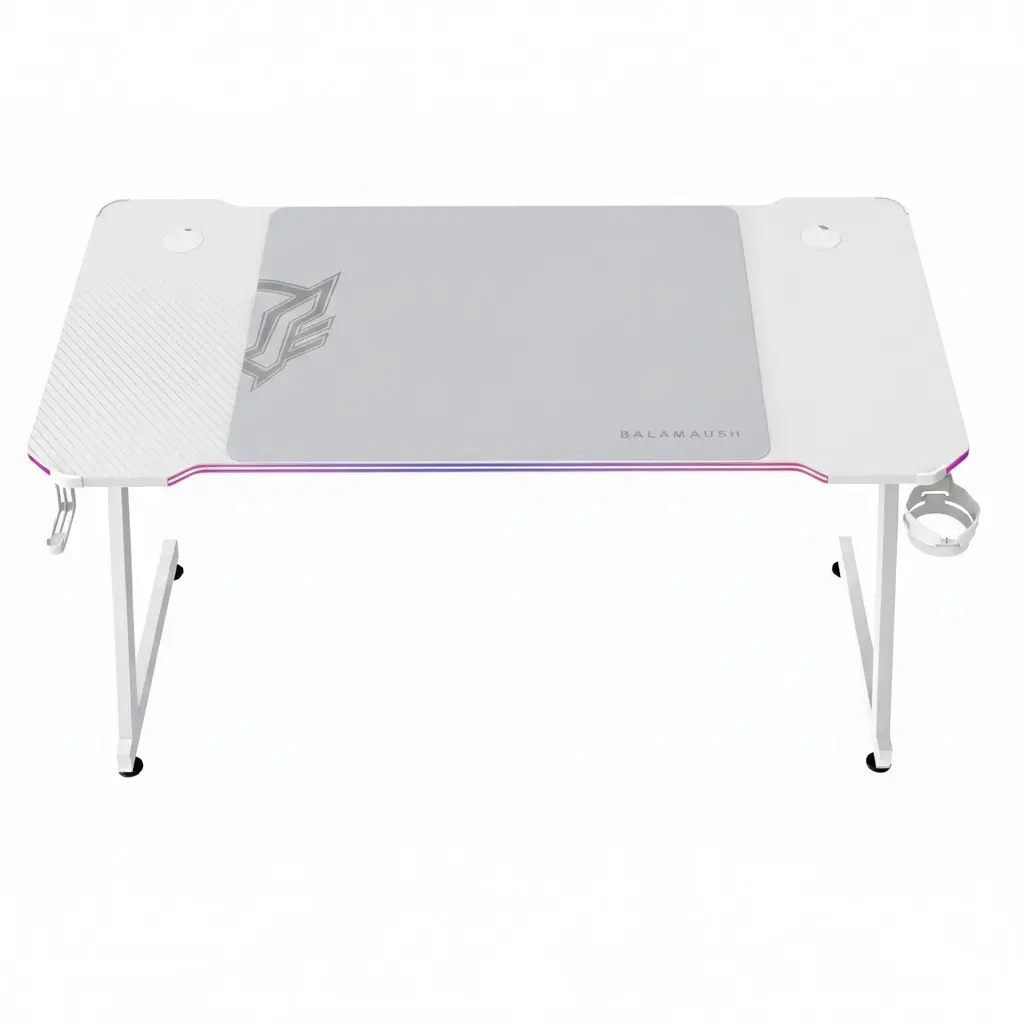 ESCRITORIO GAMER BALAM RUSH ERGONOMICO OLYMPUS SPOT GLOW MRX6000 BLANCO ESTRUCTURA Z 140X60CM SOPORTA HASTA 100 KG BR-941402 06M DE GARANTIA