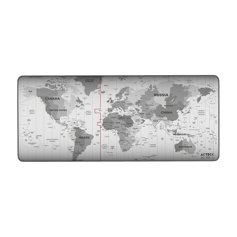 MOUSEPAD ACTECK VIBE FLOW WORLD MT494W TELA + GOMA 80X35CM DISEÑO MUNDO ADVANCED GRIS AC-941044 SIN GARANTIA