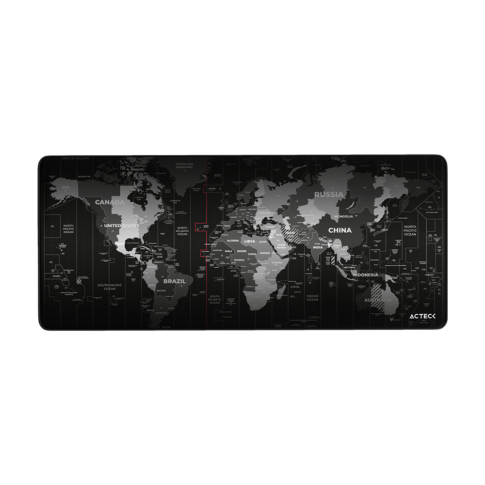MOUSEPAD ACTECK VIBE FLOW WORLD MT494W TELA + GOMA 80X35CM DISEÑO MUNDO ADVANCED NEGRO AC-941037 SIN GARANTIA
