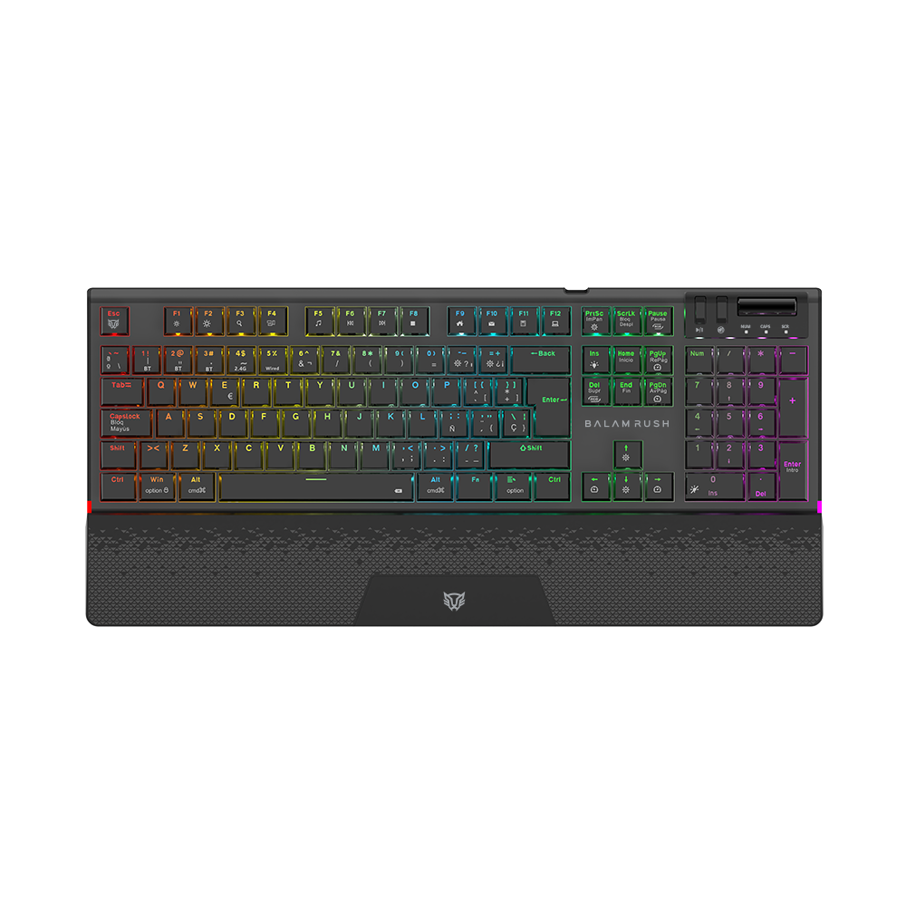 TECLADO BALAM RUSH DOMINATE EXPERT GK979I NEGRO USB BLUETOOTH SWITCH ROJO RGB BR-940382 06M DE GARANTIA
