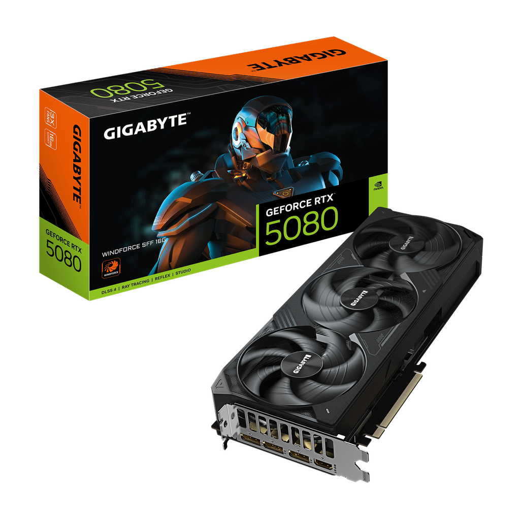 TVIDEO GIGABYTE RTX5080 WINDFORCE 16GB 256 BIT GDDR7 GV-N5080WF3OC-16GD 11M DE GARANTIA