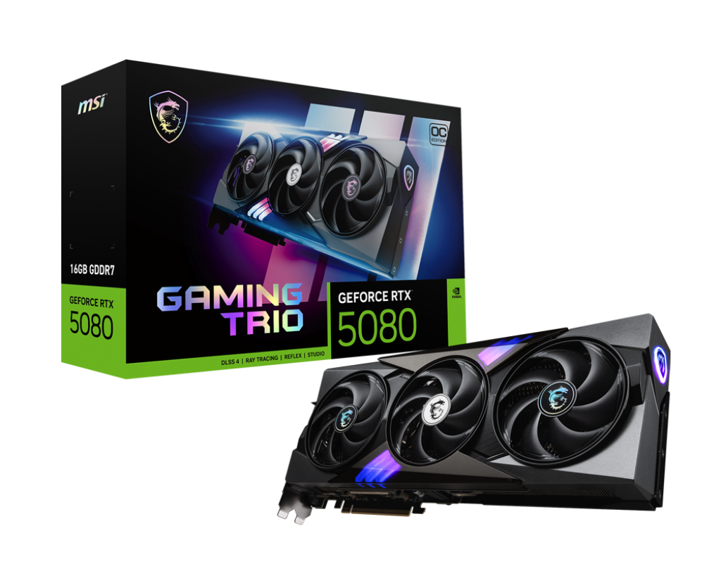 TVIDEO MSI RTX 5080 GAMING TRIO OC 16GB GDDR7 HDMI DP RGB RTX 5080 16G GAMING TRIO OC 12M DE GARANTIA