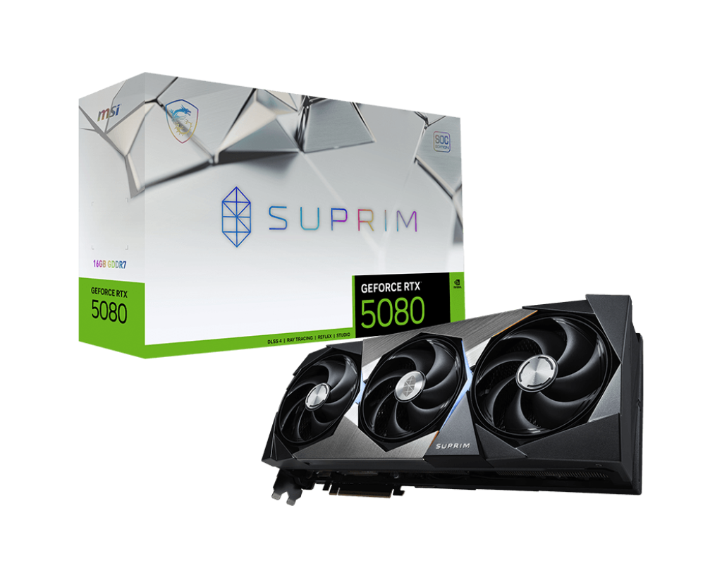 TVIDEO MSI RTX 5080 SUPRIM SOC 16GB GDDR7 HDMI DP RTX 5080 16G SUPRIM SOC 12M DE GARANTIA