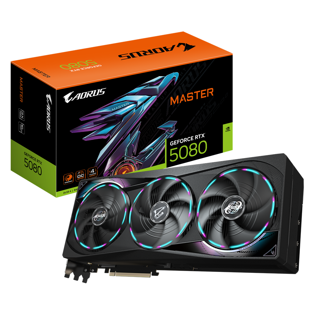 TIVDEO GIGABYTE RTX5080 AORUS MASTER 16GB 256BIT GDDR7 GV-N5080AORUS M-16GD 11M DE GARANTIA