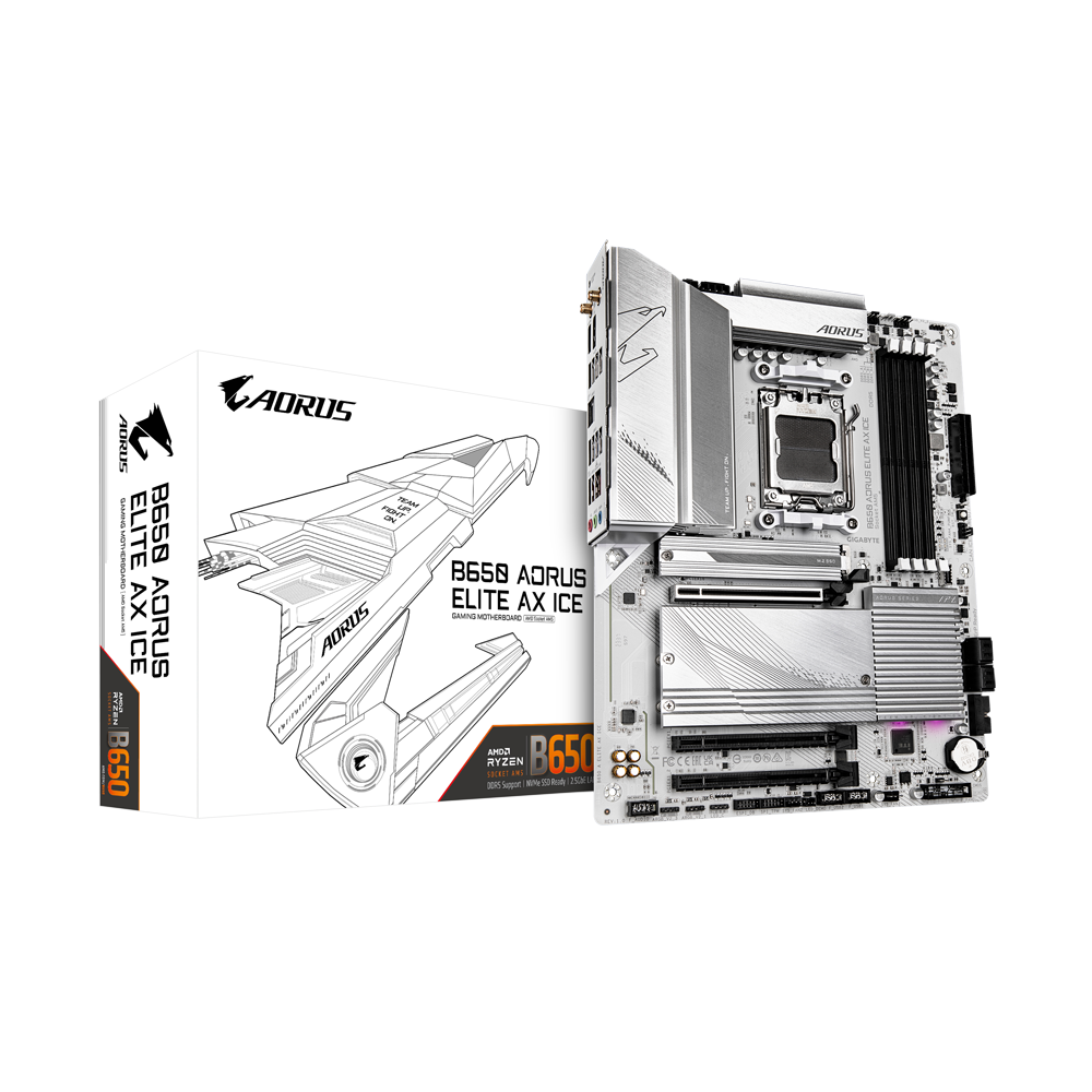 MB GIGABYTE B650 AORUS ELITE AX ICE AM5 DDR5 256GB ATX HDMI DP B650 A ELITE AX ICE 11M DE GARANTIA