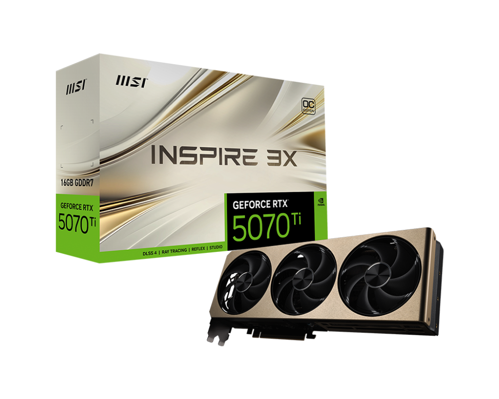 TVIDEO MSI RTX 5070TI INSPIRE 3X OC 16GB GDDR7 HDMI DP RTX 5070 Ti 16G INSPIRE 3X OC PLUS 12M DE GARANTIA
