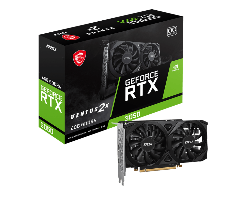 TARJETA DE VIDEO NVIDIA GEFORCE RTX3050 6GB OC GDDR6 VENTUS RTX 3050 VENTUS 2X 6G OC 12M DE GARANTIA