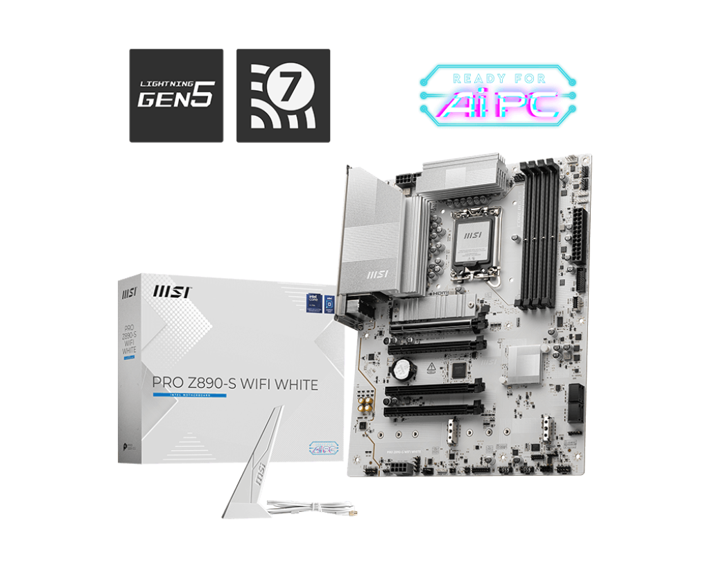 MB MSI PRO Z890-S WIFI INTEL GEN15 DDR5 256GB LGA1851 ATX DP HDMI USB-C PRO Z890-S WIFI WHITE 11M DE GARANTIA