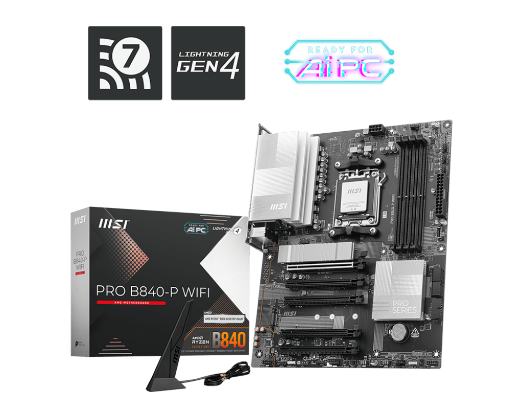 MOTHER AMD B840-P WIFI MSI PRO AM5 4xDDR5 256GB ATX 12M DE GARANTIA