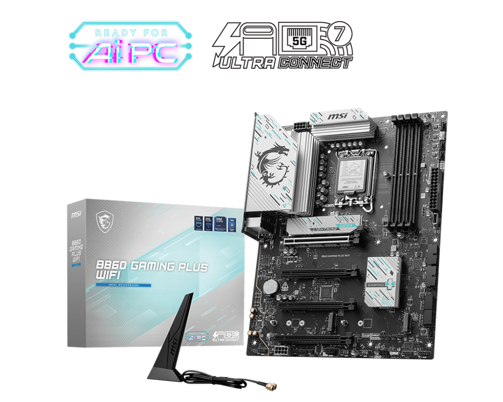 MOTHER INTEL B860 WIFI MSI GAMING PLUS LGA1851 4xDDR5 256GB ATX 12M DE GARANTIA
