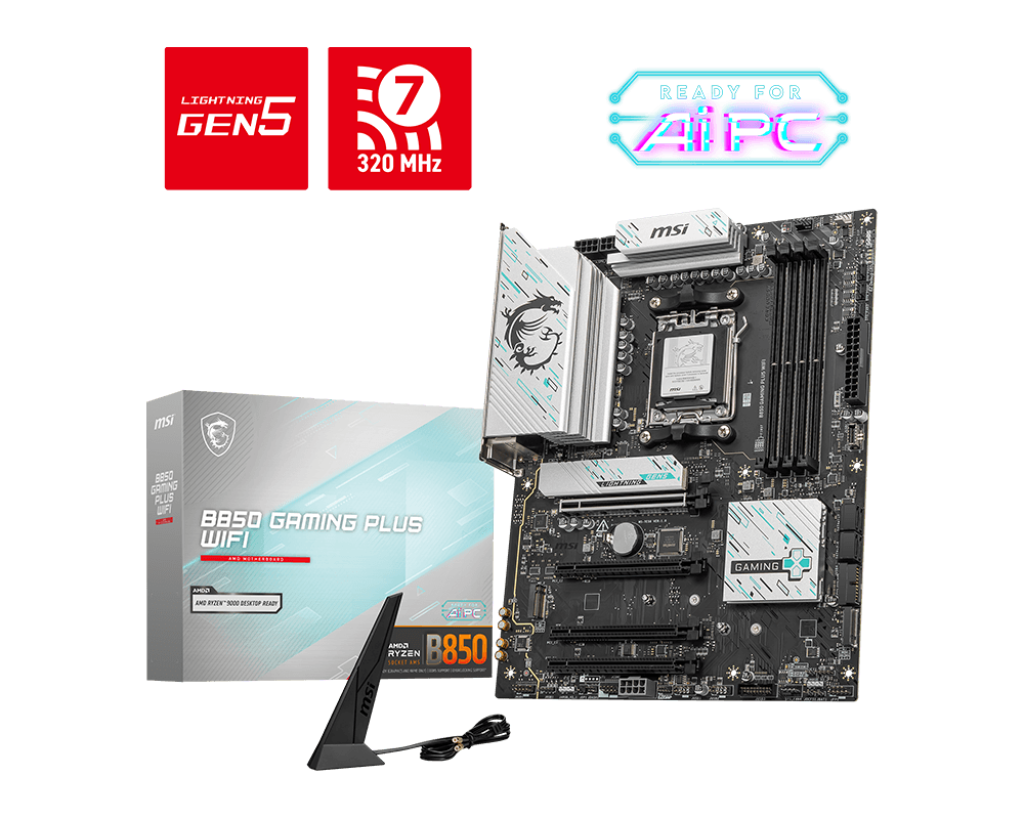 MB MSI B850 GAMING PLUS WIFI AMD DDR5 256GB AM5 ATX HDMI DP USB-C B850 GAMING PLUS WIFI 12M DE GARANTIA