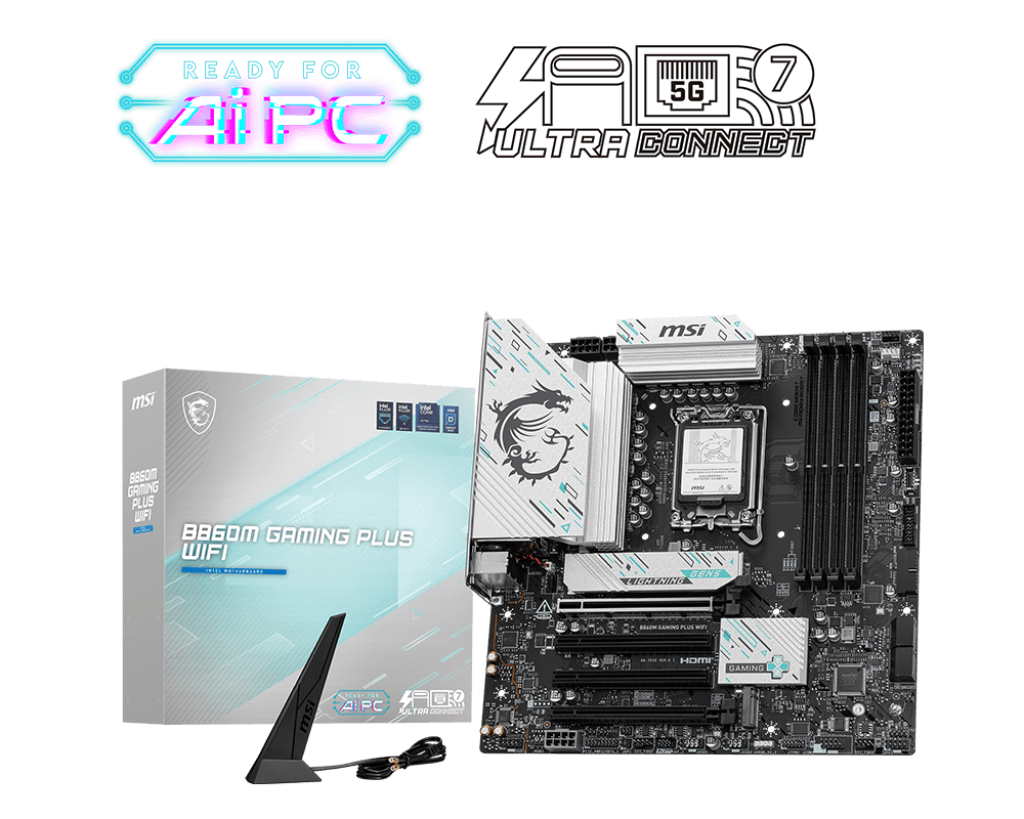 MB MSI B860M GAMING PLUS WIFI INTEL GEN15 DDR5 256GB LGA1851 M-ATX HDMI DP USB-C B860M GAMING PLUS WIFI 12M DE GARANTIA