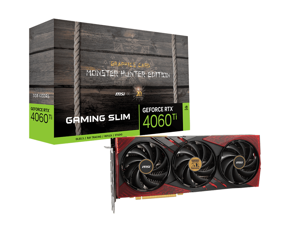 TVIDEO MSI RTX4060TI 8G GAMING SLIM MONSTER HUNTER EDITION HDMI DP 128BIT GDDR6 RTX 4060 TI 8G X GC30 MONSTER HUNTER EDITION 11M DE GARANTIA